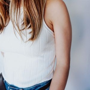 Jane Ribbed White Tank